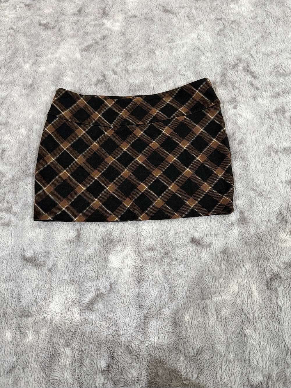 Plaid Mini Skirt in Brown and Black size small